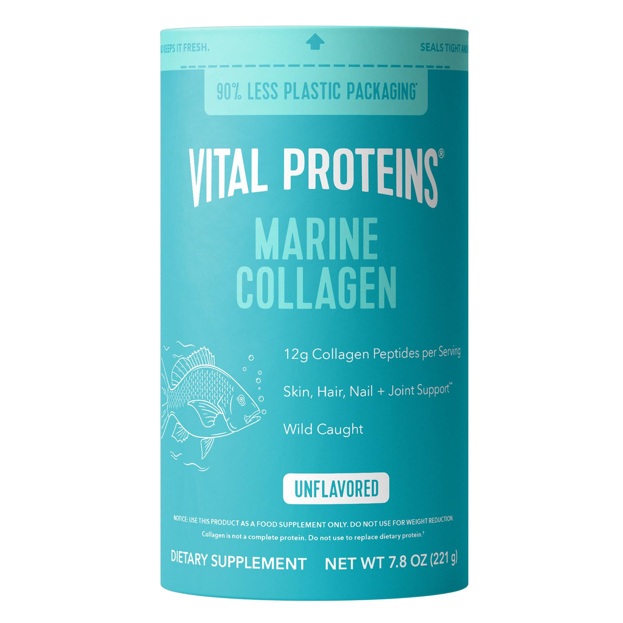 Vital Proteins Marine Collagen Peptides Powder Supplement for Skin Hair Nail Joint - Hydrolyzed Collagen - 12g per Serving - 7.8 oz Canister