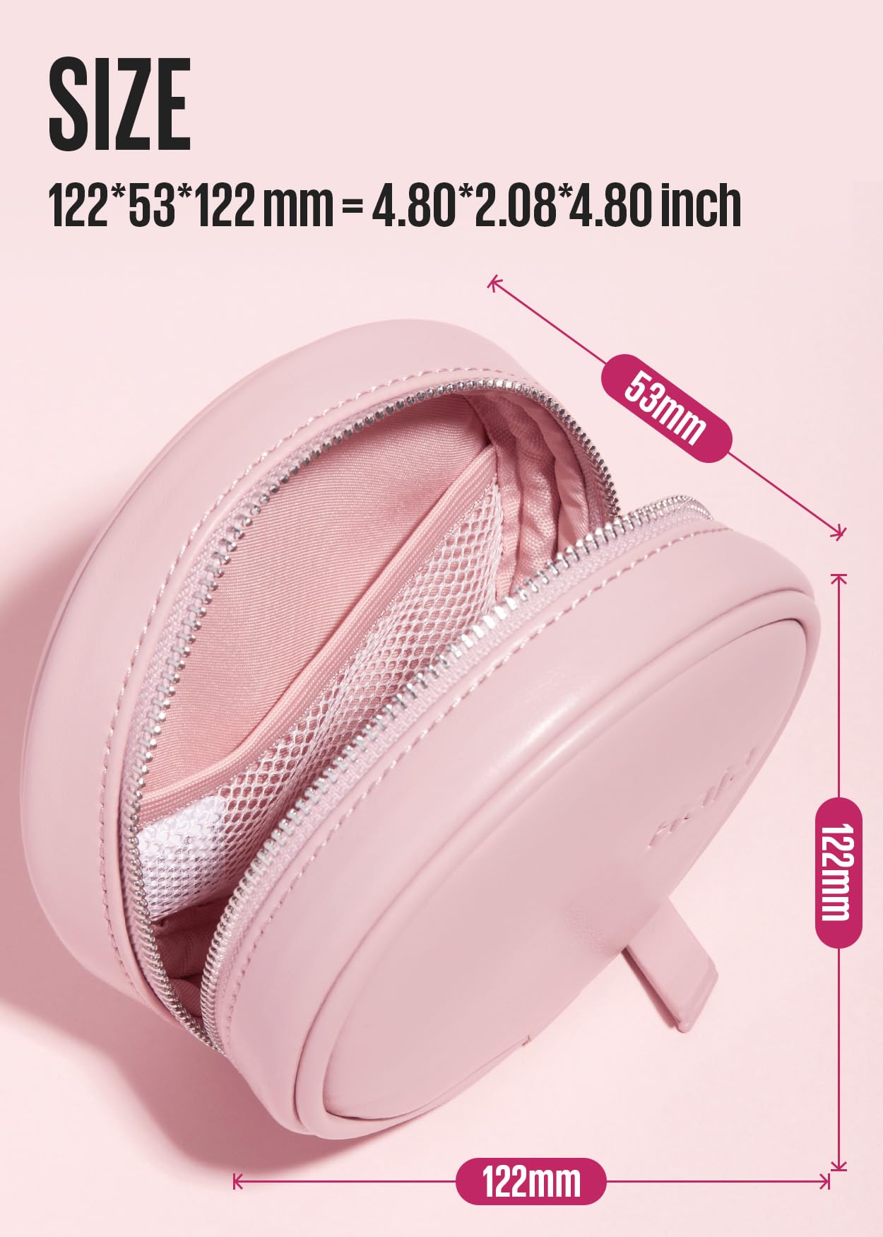 Kaja Makeup Pouch - Let's Go Bag | Multifunctional Makeup Round Bag for Women and Girls, Waterproof, Durable, Travel Friendly, Portable, Great Gifts Idea (Pink)