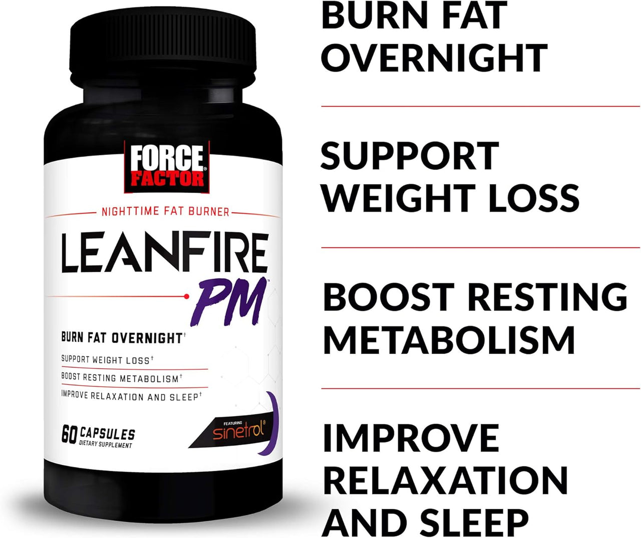 Force Factor LeanFire PM Capsules For Fat Burner & Overnight Weight Loss