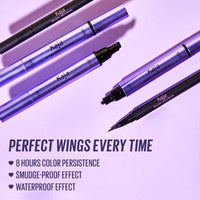 Thumbnail for Kaja Winged Eyeliner Set - Wink Stamp Long | with Avocado Extract, Double-ended Wing, Smudge-Proof, Waterproof, Eye Irritation Tested, Long Lasting Pencil, Colorstay, Matte Finish, Cat Eye Look