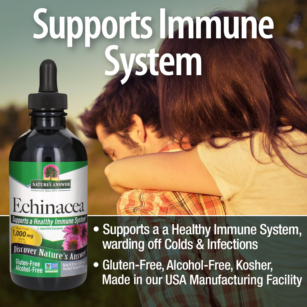 Nature's Answer Echinacea | 4 oz. Supports a Healthy Immune System | Non-GMO | Alcohol-Free, Gluten-Free, Vegan, Kosher Certified & No Preservatives 4 fl oz