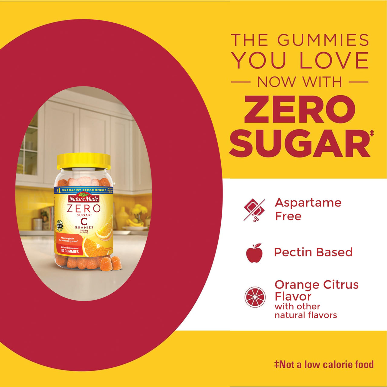 Nature Made Zero Sugar Vitamin C Gummies 250 mg Per Serving, Immune & Antioxidant Support, Aspartame Free, 100 Sugar Free Vitamin C Gummies, 50 Day Supply