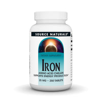 Thumbnail for Source Naturals Iron, Amino Acid Chelate - Supports Energy Production* 25mg - 250 Tablets