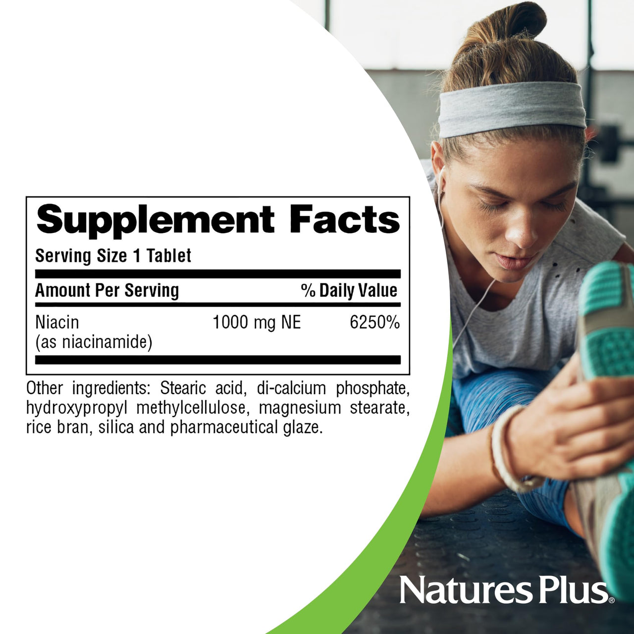 NaturesPlus Niacinamide 1000 mg - 90 Sustained Release Tablets, Pack of 2 - Supports Immune & Skin Health, Energy Production & Brain Function - Vegetarian, Gluten Free - 180 Total Servings