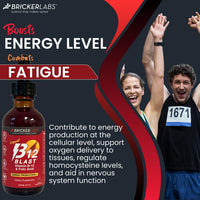 Thumbnail for Bricker Labs B-12 Blast Liquid Vitamin B12 and Folic Acid Supplement, Support Energy Production, Great Tasting Liquid Vitamin B12 Dietary Supplement in Natural Raspberry Flavor, 2 fl oz Bottle
