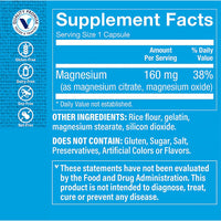 Thumbnail for The Vitamin Shoppe Magnesium Citrate 160MG - Muscle Relaxation, Bone Health & Energy Production, Highly Absorbable (100 Capsules)