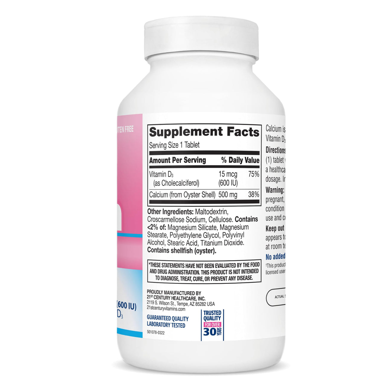 21st Century Vitamins Calcium 500 Plus Extra D Caplets, 400 Count