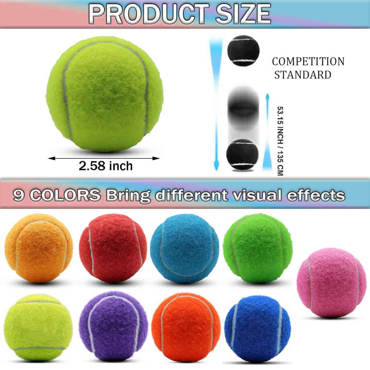 SHYUJAJIE Tennis Balls, 20 Pack Training Tennis Balls,High Elasticity Practice Tennis for Beginner, Exercise Playing Balls for Pet Dog (Multicolour)