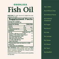 Thumbnail for Nature's Bounty Odorless Fish Oil, 1200mg Omega-3 per Serving Including EPA & DHA, Supports Heart Health, Purified to Eliminate Mercury, Coated Softgels, Gluten Free, No Shellfish, 90 Ct