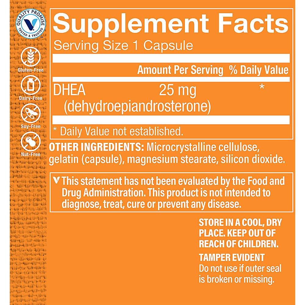 The Vitamin Shoppe DHEA 25MG, Hormonal and Healthy Aging Support for Both Men & Women, Once Daily (60 Capsules)