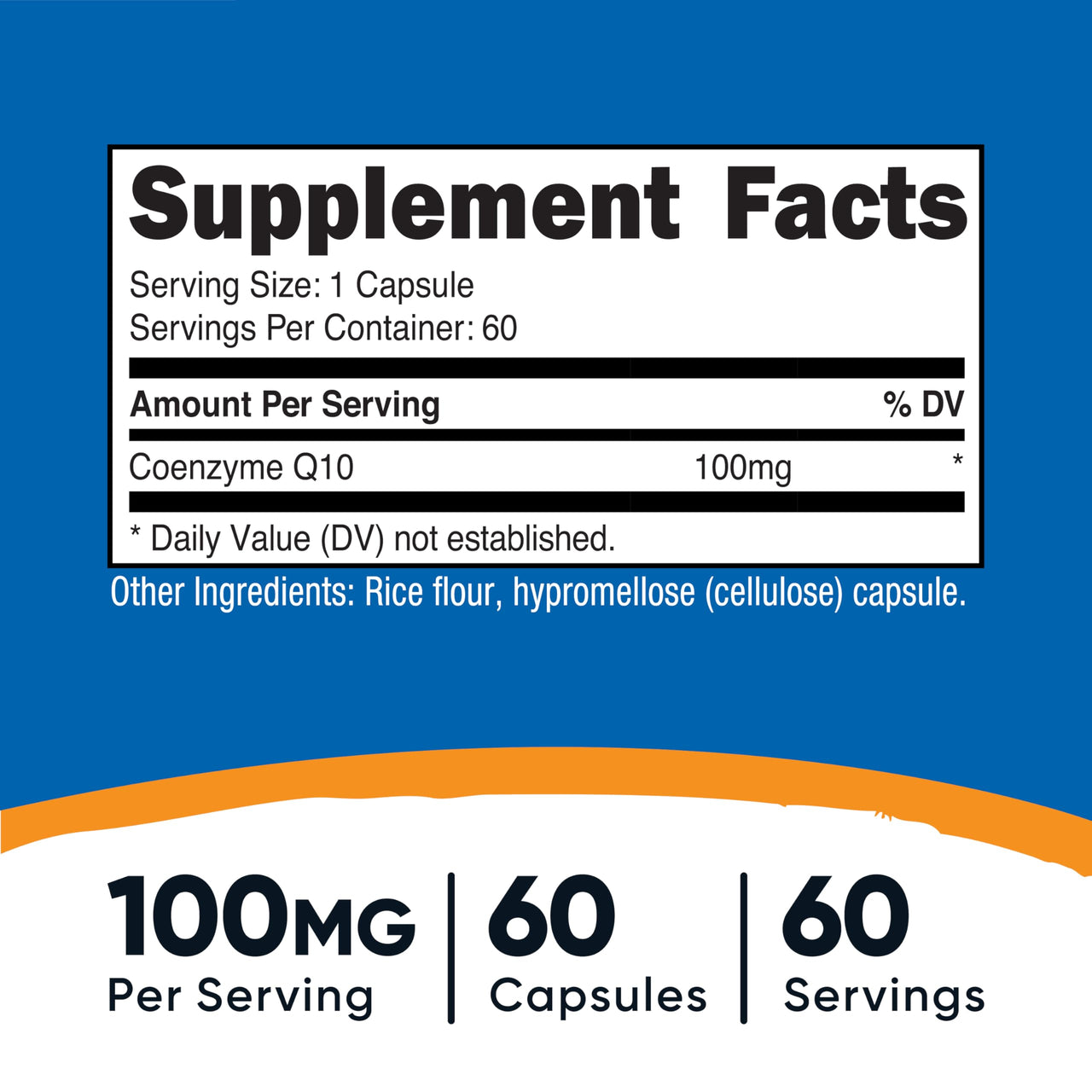 Nutricost CoQ10 100mg, 60 Vegetarian Capsules, 60 Servings - Coenzyme Q10