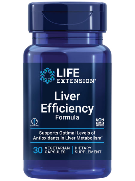 Life Extension Liver Efficiency Formula, Supports Healthy Liver Function at the Cellular Level and Optimal Levels of antioxidants in Metabolism, Gluten-Free, Non-GMO, Vegetarian, 30 Capsules