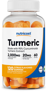 Thumbnail for Nutricost Turmeric Gummies 2,000mg Tumeric per Serving (120 Gummies) - 60 Servings