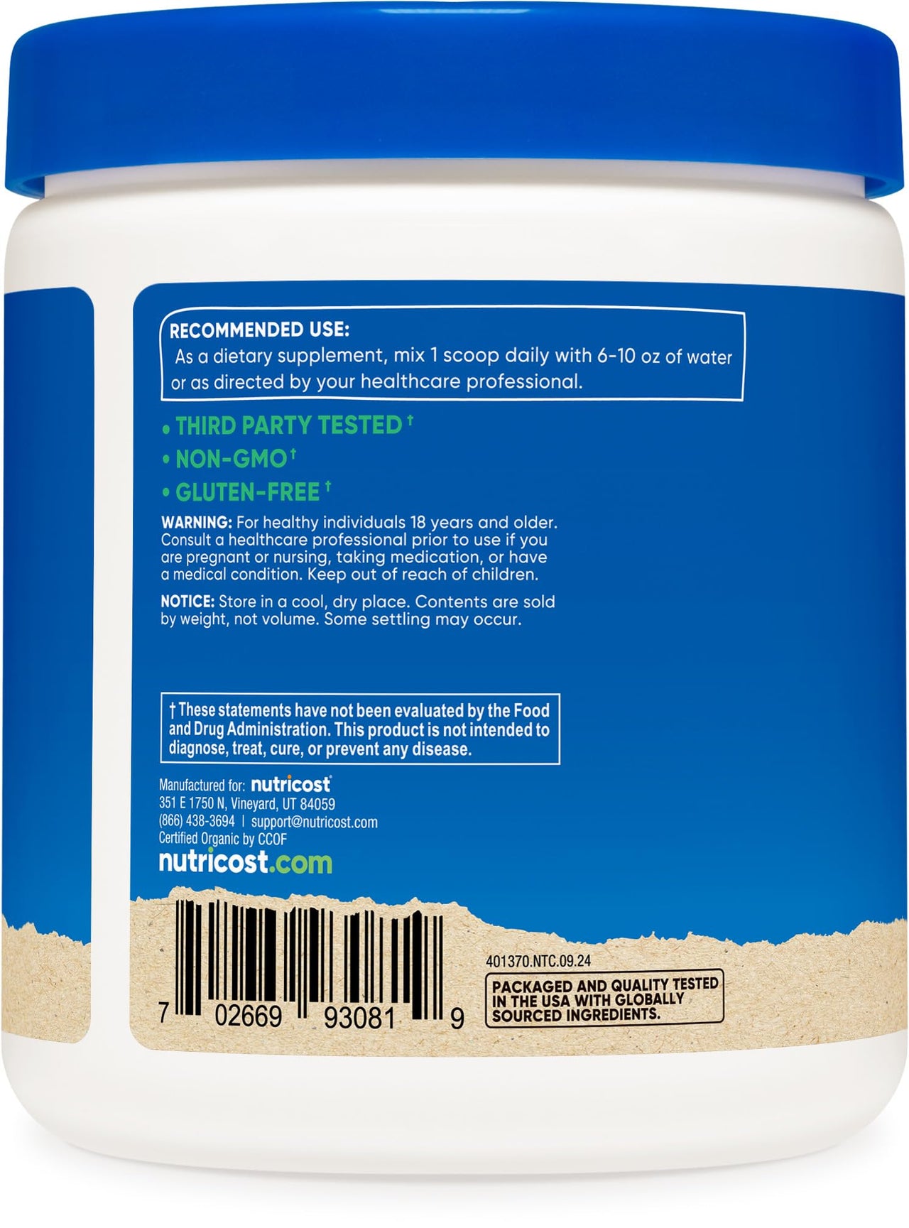 Nutricost Organic Chlorella Powder 8oz - 3000mg Per Serving - Non-GMO, Gluten Free