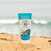 Thumbnail for Badger Mineral Sunscreen Cream SPF 30, Zinc Oxide Sun Care, 98% Organic, Reef Safe, Water Resistant, Unscented Face and Body Sunscreen Travel Size, 2.9 fl oz