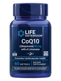 Thumbnail for Life Extension Super-Absorbable CoQ10 (Ubiquinone) with d-Limonene, Heart Health Supplement, relieves General Fatigue, oxidative Stress Defense, 50 mg, Non-GMO, Gluten-Free, 60 softgels