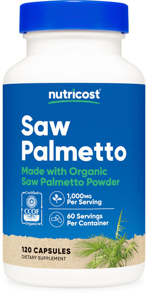 Nutricost Saw Palmetto 1000mg, 120 Capsules - CCOF Certified Made with Organic Saw Palmetto, Vegetarian Friendly, 60 Servings, 500mg Per Capsule, Gluten Free