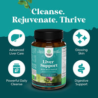 Thumbnail for Liver Cleanse Detox & Repair - Milk Thistle Supplement for Digestion & Immune Health - Ginger Root, Choline & Dandelion Root - Herbal Liver Support with Silymarin, Beetroot & Artichoke - 70 Count