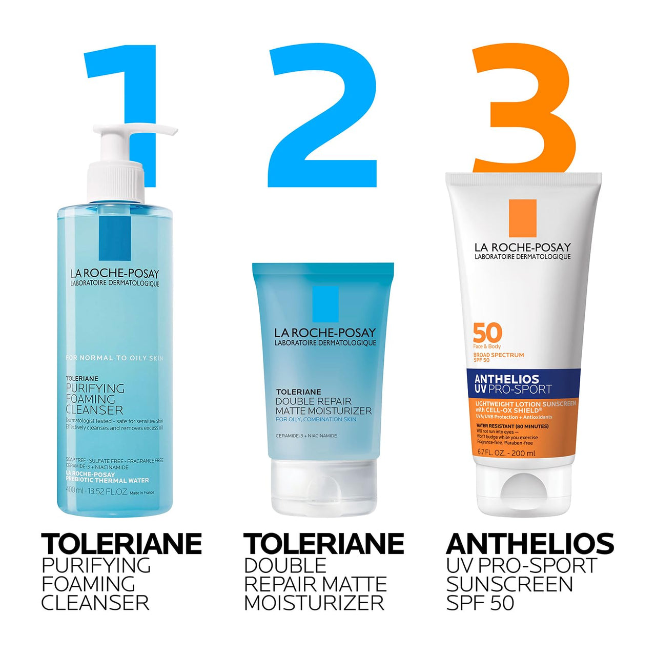 La Roche-Posay Anthelios UV Pro-Sport SPF 50 Sunscreen for Face & Body, Water & Sweat Resistant with Non-Drip Formula, Invisible Broad Spectrum Sunscreen Lotion, Lightweight & Breathable, 6.7 Fl Oz