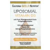 Thumbnail for California Gold Nutrition Liposomal Vitamin D3, 125 mcg (5,000 IU), 30 Packets (5.0 ml)
