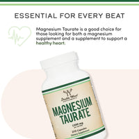 Thumbnail for Magnesium Taurate Supplement for Cardiovascular Health to Boost Magnesium Levels (1,500mg per Serving, 210 Vegan Capsules) Non-GMO, Gluten Free, by Double Wood Supplements
