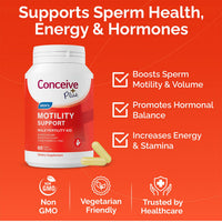 Thumbnail for CONCEIVE PLUS Motility Support for Men | Boost Sperm Volume & Count | Spermidine Supplements with Vitamin D, E, Zinc, Antioxidants – Multivitamin Fertility Supplements for Men, 60 Caps