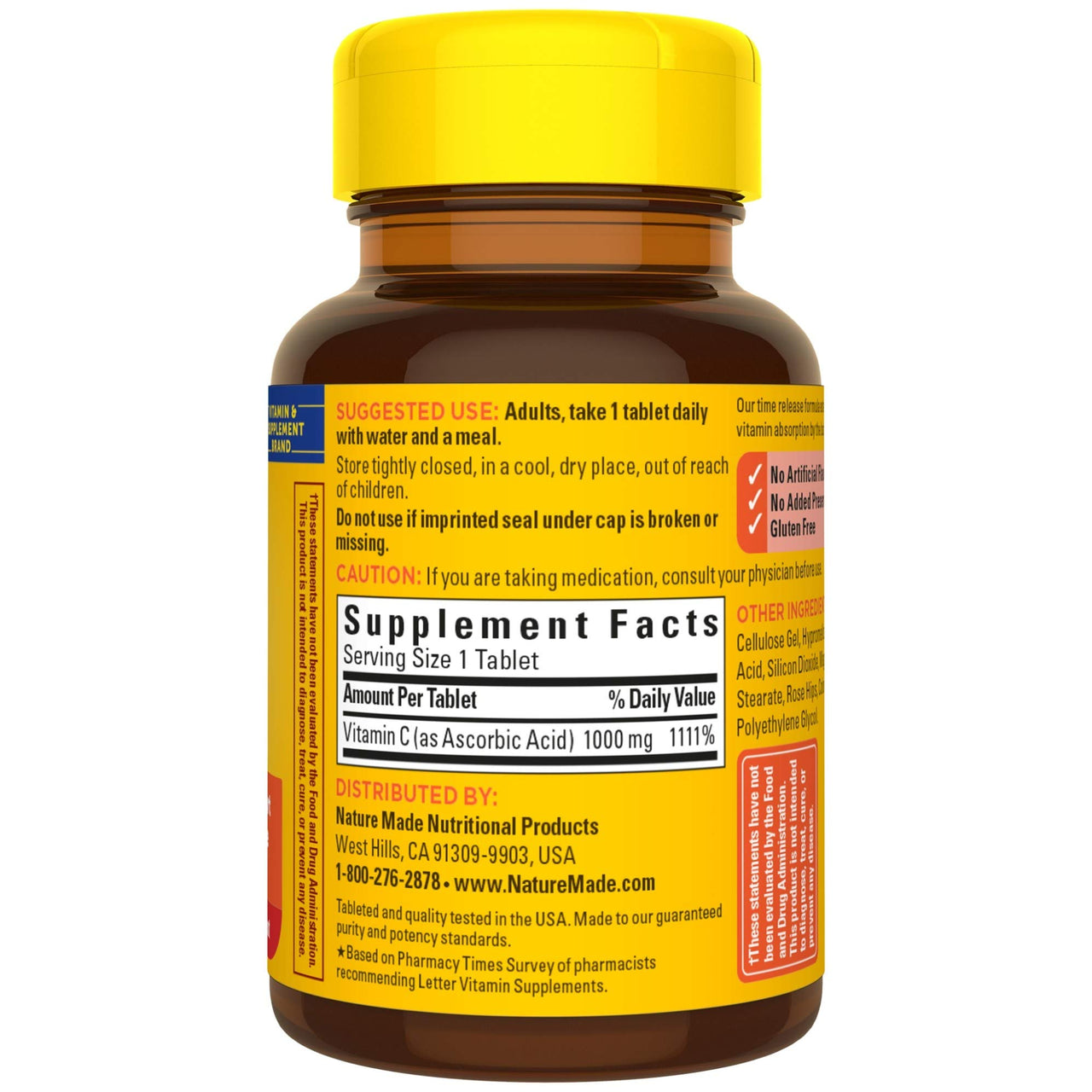 Nature Made Vitamin C 1000 mg Time Release Tablets with Rose Hips, 60 Count (Packaging May Vary)