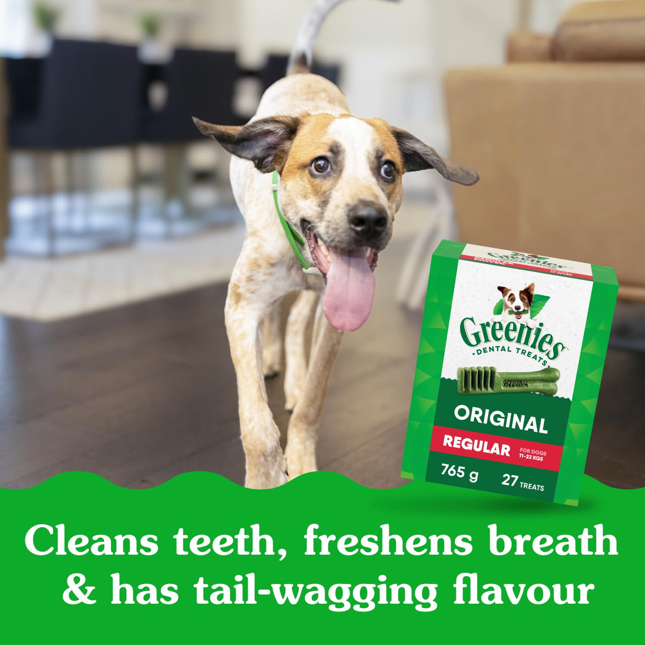 Greenies Veterinarian-Recommended Adult Natural Dental Dog Treats Regular Size, Dog Dental Chews, Original Flavor, 27 oz. Pack, 27 Count