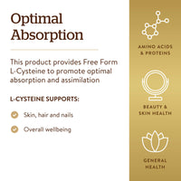 Thumbnail for Solgar L-Cysteine 500 mg, 90 Vegetable Capsules - Free Form Amino Acid - Keratin Support for Skin, Hair & Nails - Glutathione Support - Vegan, Gluten Free, Dairy Free, Kosher - 90 Servings