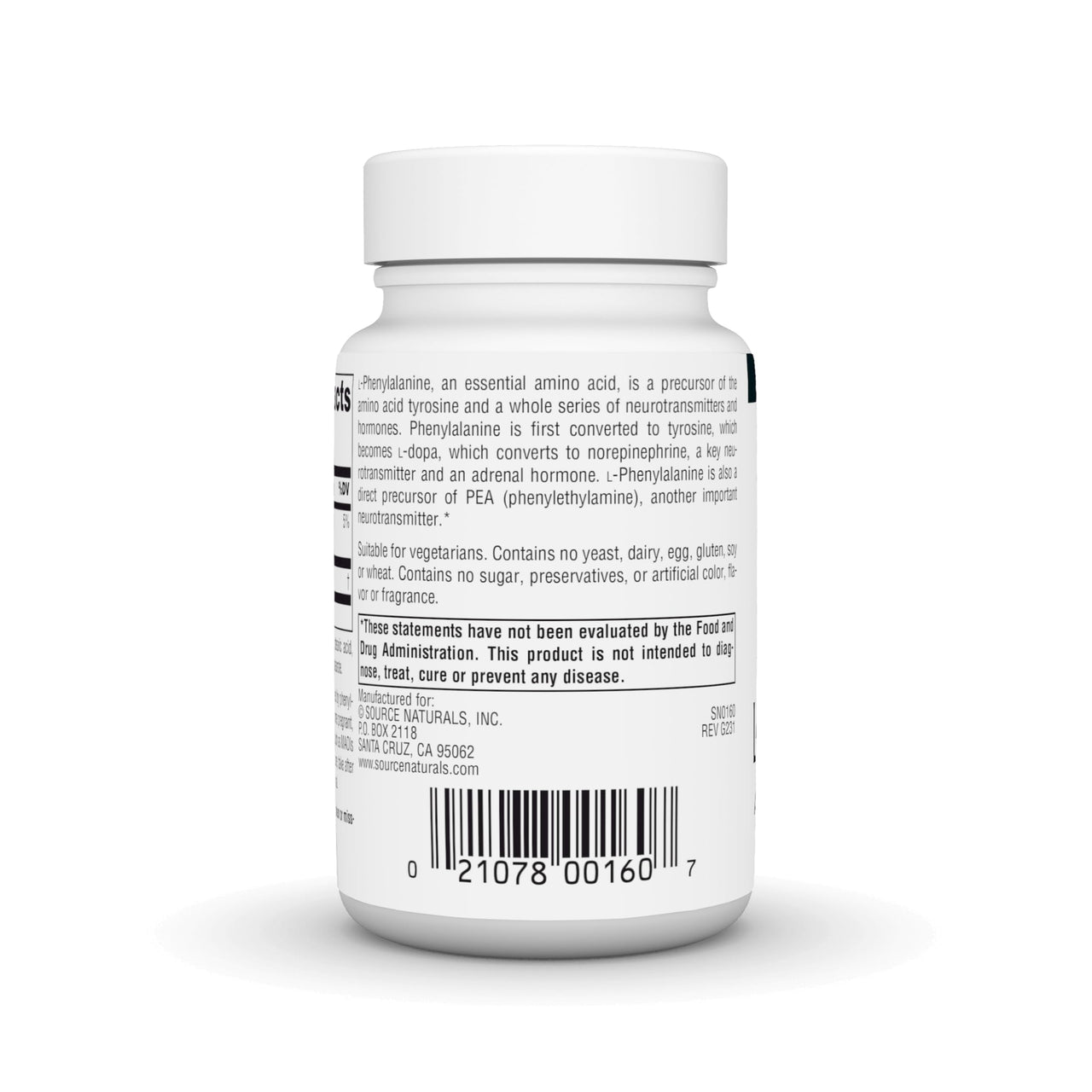 Source Naturals L-Phenylalanine Free Form Essential Amino Acid - 50 Tablets