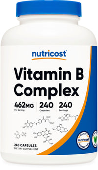 Thumbnail for Nutricost Vitamin B Complex 462mg, 240 Capsules - with Vitamin C - Energy Complex