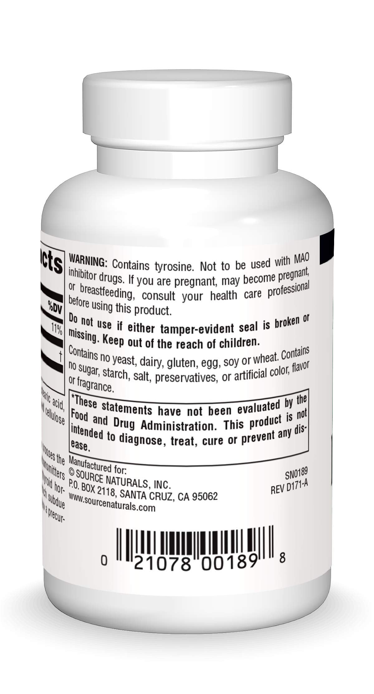 Source Naturals L-Tyrosine -Free Form Amino Acid Supplement - 50 Tablets