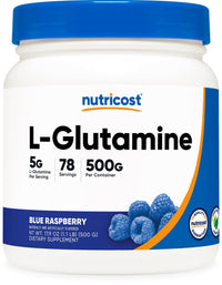Thumbnail for Nutricost L-Glutamine Powder (500 Grams) (Blue Raspberry)