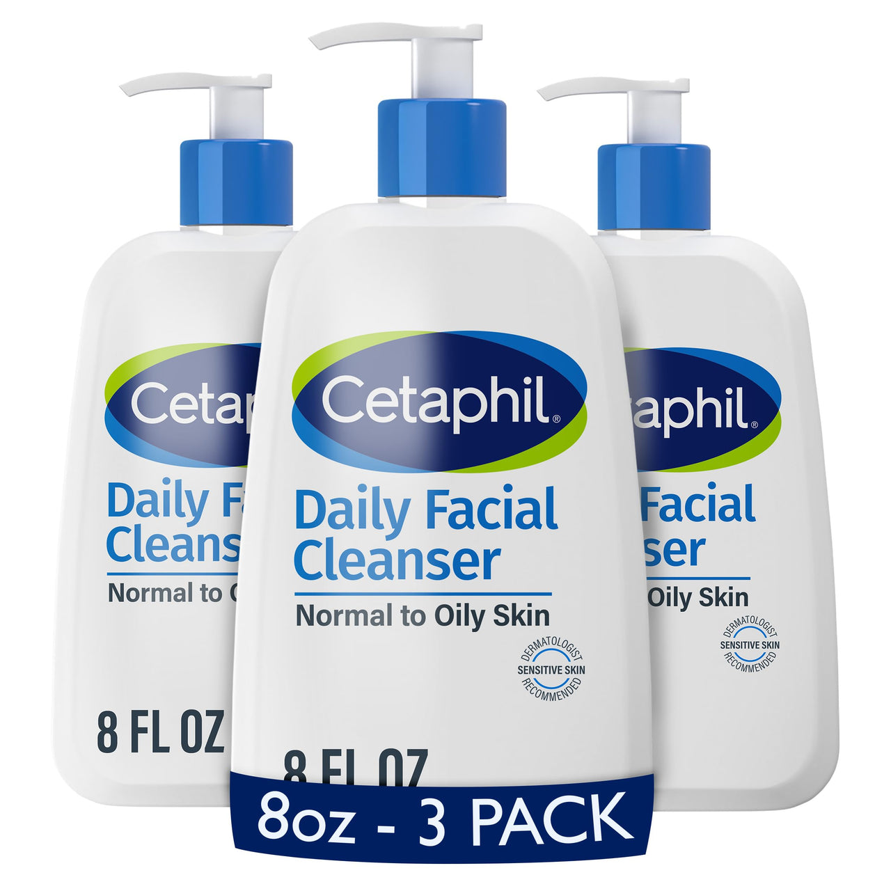 Cetaphil Face Wash, Daily Facial Cleanser for Sensitive, Combination to Oily Skin, 8 oz 3 Pack, Gentle Foaming, Soap Free, Hypoallergenic