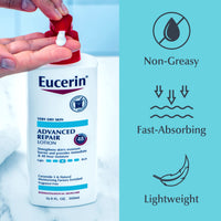 Thumbnail for Eucerin Advanced Repair Unscented Body Lotion for Dry Skin (16.9 Fl Oz) + Advanced Cleansing Body and Face Cleanser for Sensitive Skin, Fragrance Free (16.9 Fl Oz)