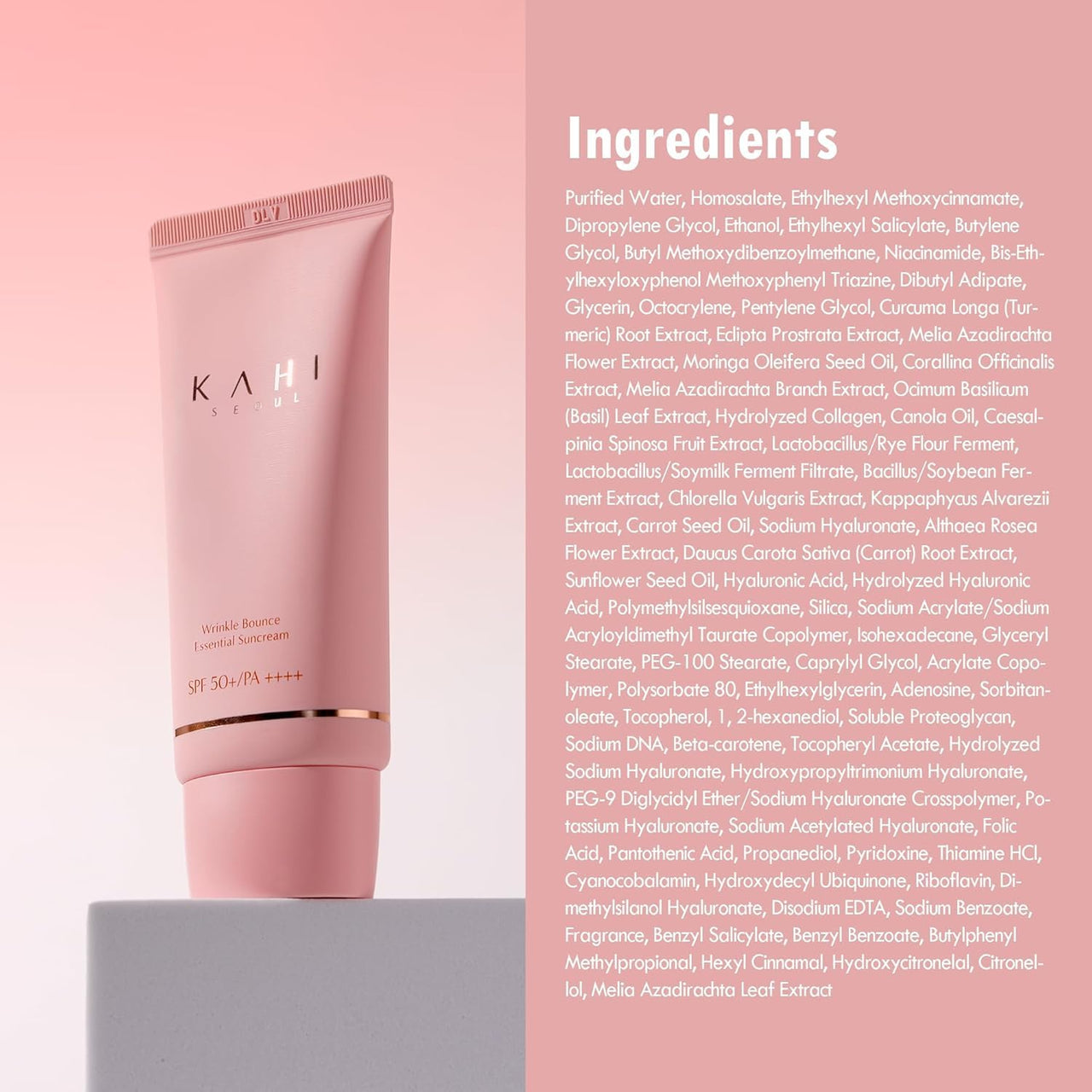 KAHI Wrinkle Bounce Essential Korean Sun Screen Facial Moisturizer with SPF 50 + PA++++ Sun Block Daily Moisturizer | Tone Up Cream Face Sunblock Hydrating Face Cream 1.69 fl oz