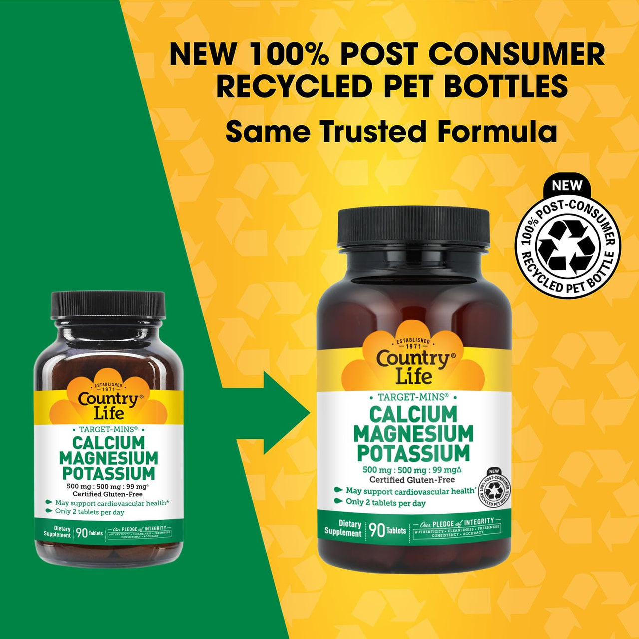 Country Life Target Mins - Calcium Magnesium Potassium, 500mg/500mg/99mg per 2 Tablets - 90 Tablets