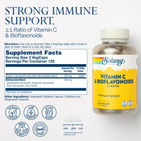 Thumbnail for SOLARAY Vitamin C 500mg with Citrus Bioflavonoids, 1:1 Ratio - Antioxidant and Immune Support Supplement - Vitamin C with Rose HIPS and Acerola, Vegan, 60-Day Guarantee, 125 Servings, 250 VegCaps