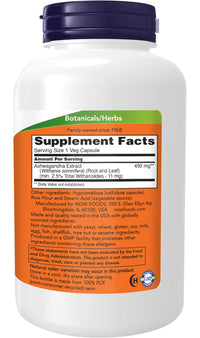 Thumbnail for NOW Foods Ashwagandha Extract 450 mg Vegan, Kosher, Non-GMO - 240 Veg Capsules,