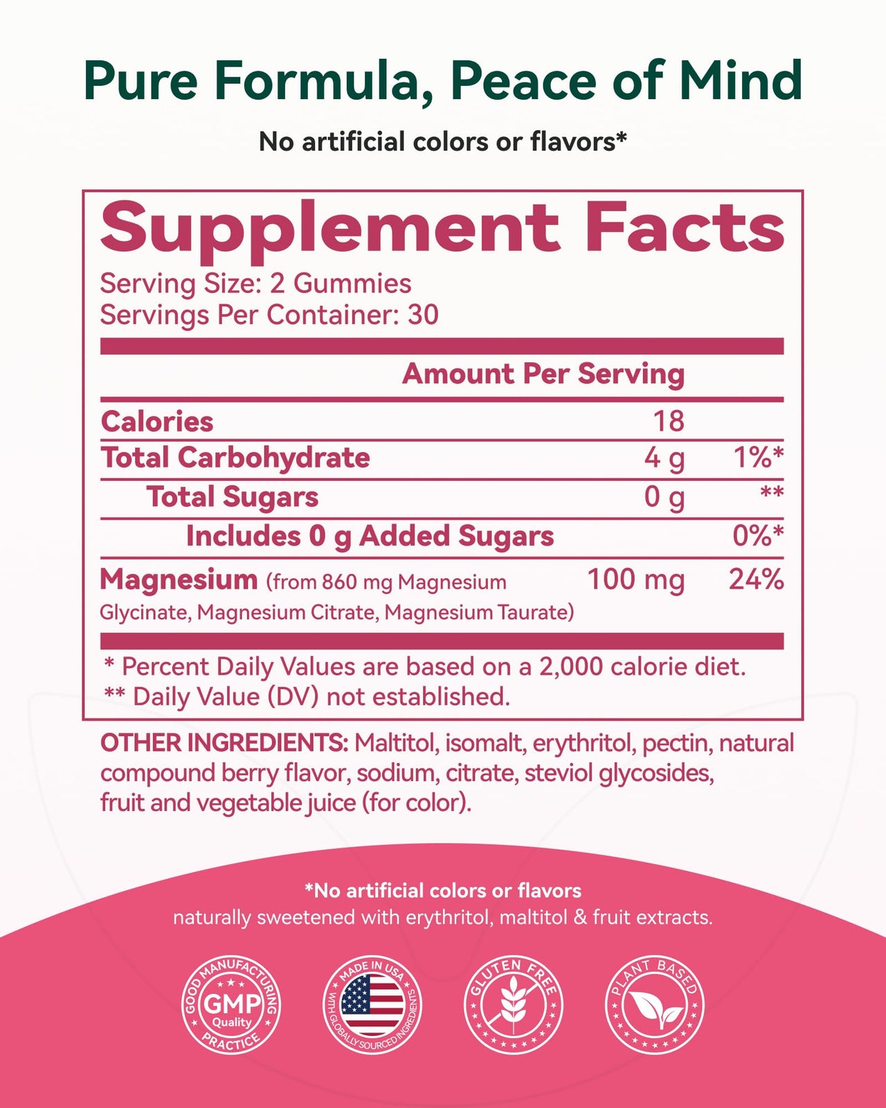 Magnesium Glycinate Plus Gummies 860mg, Sugar-Free, Non-GMO, Gluten-Free, Magnesium Gummies for Adults & Kids, Sleep, Relaxation & Focus, Magnesium Supplement for Women, Mixed Berry Flavor, 60 Count