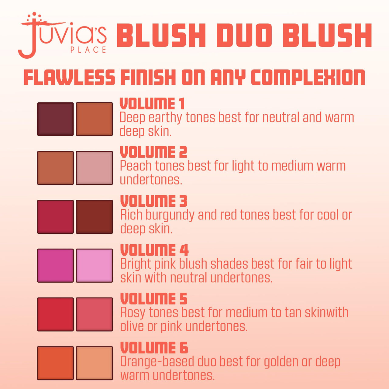 Juvia's Place Blushed Duo Blush Volume6 - Radiant Shimmer Makeup Two Tone Pigmented Buildable Pressed Mineral Powder - Rosy Natural Cheeks Face Glow Highlight Matte Fresh Finish for All Skin Color