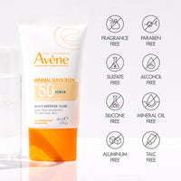Thumbnail for Avène Mineral Sunscreen Multi-Defense Fluid Tinted SPF 50+, Clean Formula Sunscreen for Sensitive Skin, Reef Friendly, Natural Tint, Non-Whitening, Antioxidant Protection, 1.3 Fl Oz
