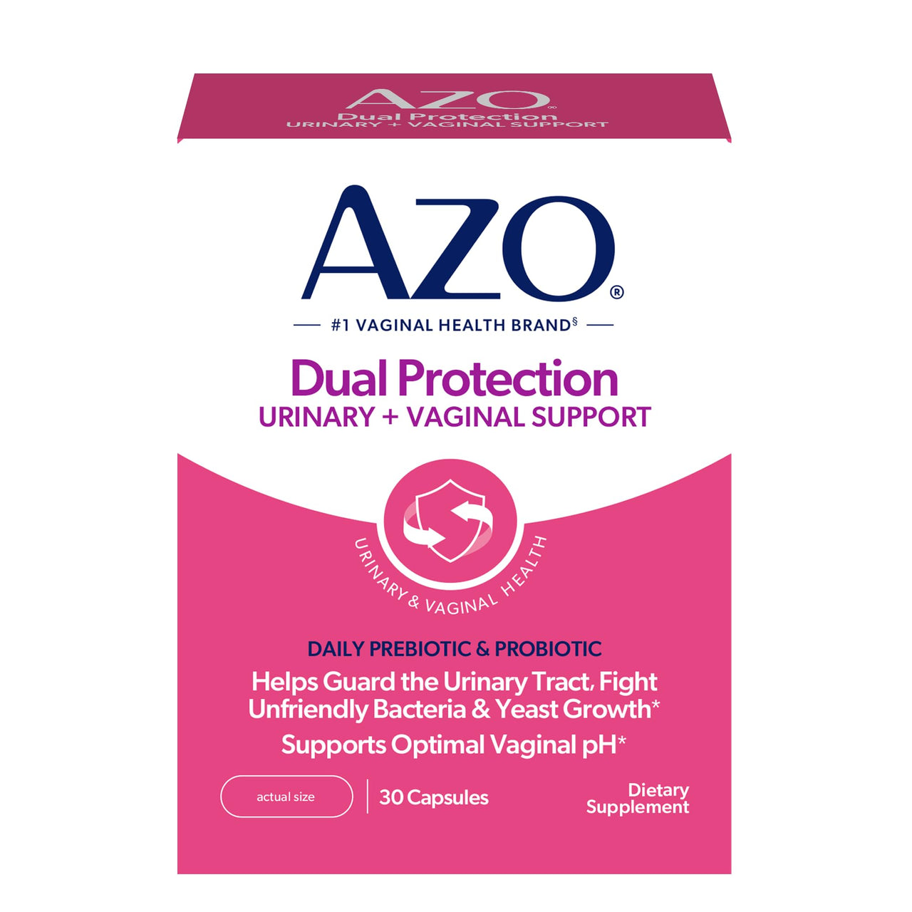 AZO Dual Protection, Urinary + Vaginal Support, Prebiotics and Probiotics for Women*, Starts Working Within 24 Hours, Non-GMO, 30 Count
