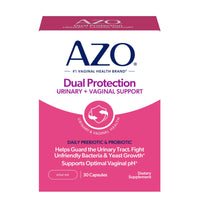 Thumbnail for AZO Dual Protection, Urinary + Vaginal Support, Prebiotics and Probiotics for Women*, Starts Working Within 24 Hours, Non-GMO, 30 Count