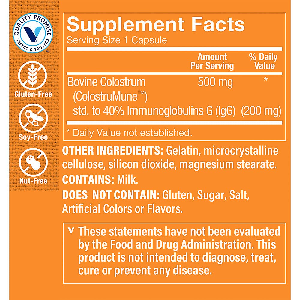 Colostrum 40% IGG - Supports Immune Health, Hormone & Antibiotic Free, Once Daily (240 Capsules) by The Vitamin Shoppe
