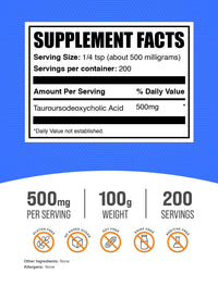 Thumbnail for BulkSupplements.com TUDCA Powder - Tauroursodeoxycholic Acid, TUDCA 500mg - TUDCA Supplement for Liver Support - Gluten Free, 500mg per Serving, 100g (3.5 oz) (Pack of 1)