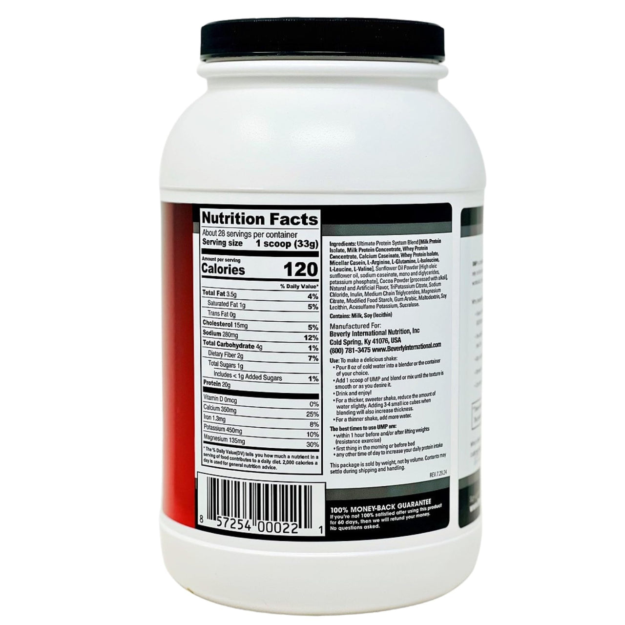 Beverly International UMP Protein Powder, Chocolate. Unique Whey-Casein Ratio Builds Lean Muscle. Easy to Digest. No Bloat. (32.8 oz) 2lb .8 oz