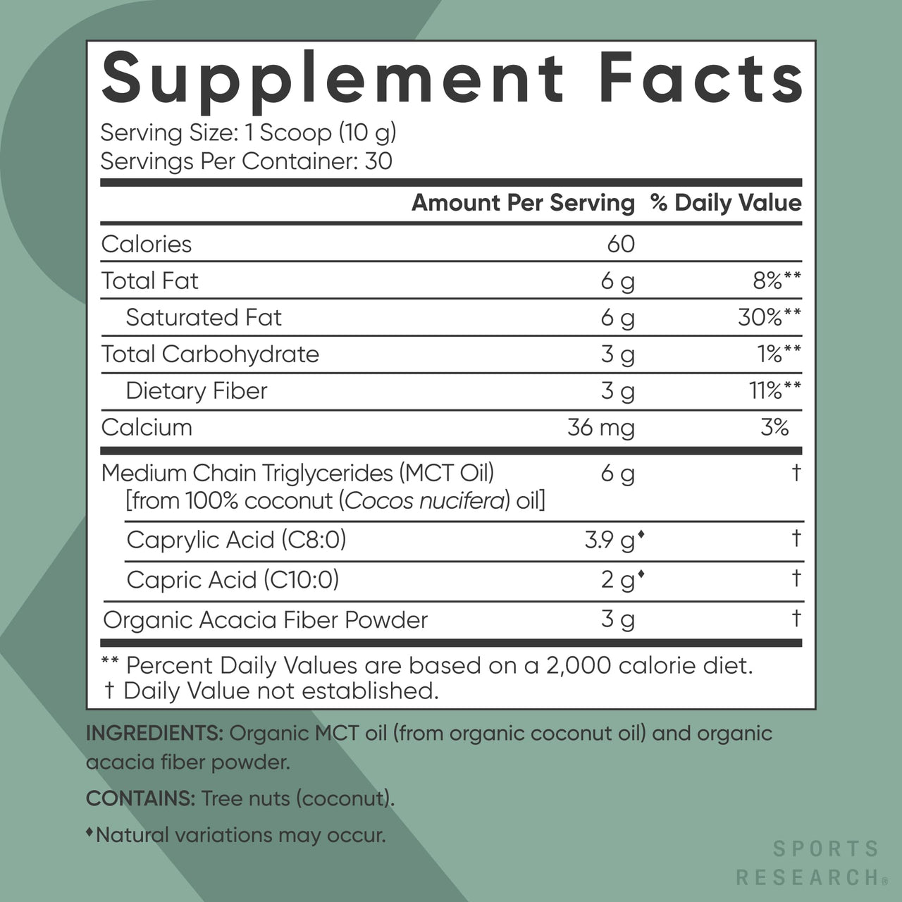 Sports Research Organic MCT Oil Powder - Keto & Vegan MCTs C8, C10 from Coconuts - Fatty Acid Brain & Body Fuel*, Non-GMO & Gluten Free - Unflavored, Perfect in Coffee, Tea & Protein Shakes - 10.6 oz