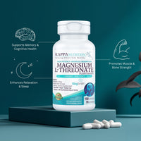Thumbnail for Kappa Nutrition Powered by Magbrain™ Magnesium L-Threonate Plant-Based, 150 Vegan Capsules, 420mg Elemental Magnesium (3 Capsules) from 2,253mg, Brain, Sleep & Muscle Support.