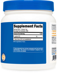 Thumbnail for Nutricost L-Lysine Powder 500 Grams - Pure L-Lysine, Non-GMO, Gluten Free